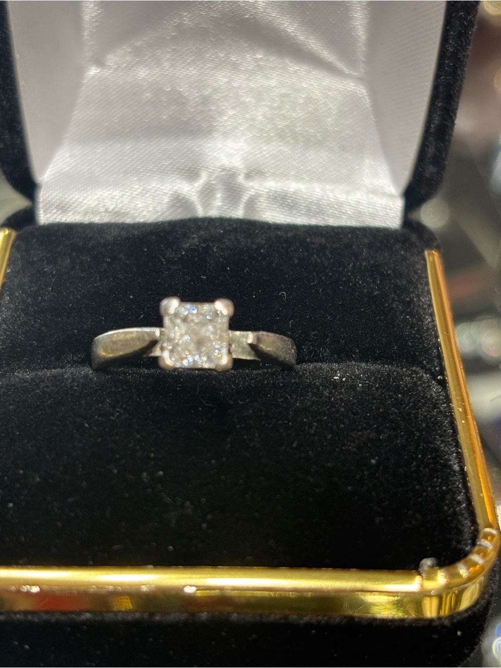 Platinum engagement ring with princess cut diamond .8 carat
